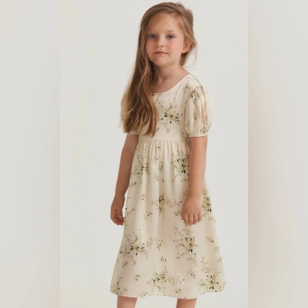 $195 New LoveShackFancy Girls Holly Dress Canary Yellow Floral Silky Size 8 - Picture 1 of 3